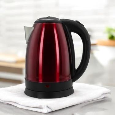 Imagem de Chaleira Elétrica 1,8L Em Inox Vermelha 127V 1000W Rápida