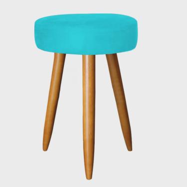 Imagem de Banqueta Alta Julia 50cm Bar Cozinha Balcão Bistrô Pé Palito Castanho Suede Azul Turquesa - Ahz Móveis