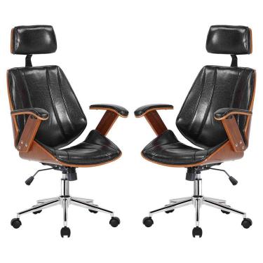 Imagem de 2 Cadeiras de Escritório Juliette Presidente Giratória Preta