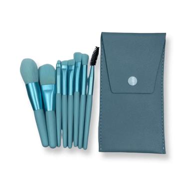 Imagem de Kit 8 Pincéis Para Maquiagem Azul Claro - Tuli