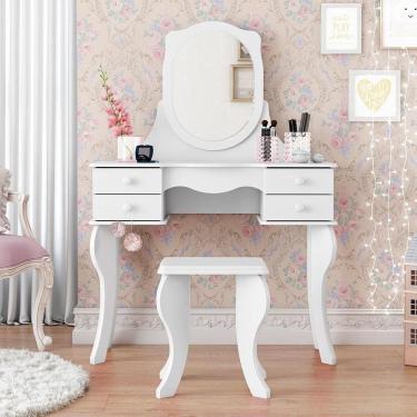 Imagem de Penteadeira 04 Gavetas Princesa Branca Com Banqueta - Patrimar
