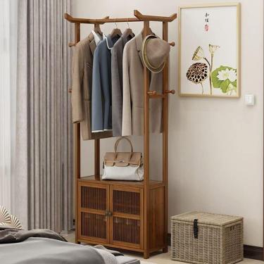 Imagem de Cabide Com Armazenamento De Sapatos Beh, Árvore De Entrada 3-em-1 Com E Sapateira De 2 Níveis E 8 Ganchos Móveis, Fácil De Montar, Organizador De Prateleira De Armazenamento D, B, 52x29x180cm