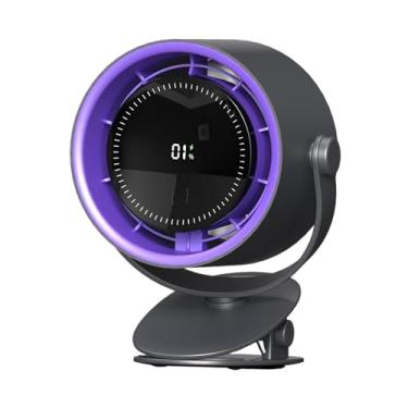Imagem de Bothyi Clipe portátil no Fan Desk Fans Fashion Bide Travel Display com timer baixo ruído para jardinagem pesca ao ar livre, Cinza Escuro
