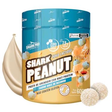 Imagem de Shark Pro Pasta de Amendoim Gourmet Sabor Beijinho com Whey Protein Shark Peanut - 7,5g de Proteína - Zero Glúten, Zero Lactose, Zero Adição de Açúcares - Pote 600g