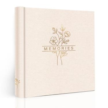 Imagem de Holoary Álbum De Fotos 4X6, 200 Com Área Para Escrever, Bolsos, Capa Tecido Linho, Livro Grande Fotos, Álbuns 4X6 Memórias, Família, Casamentos, Viagens (Bege)