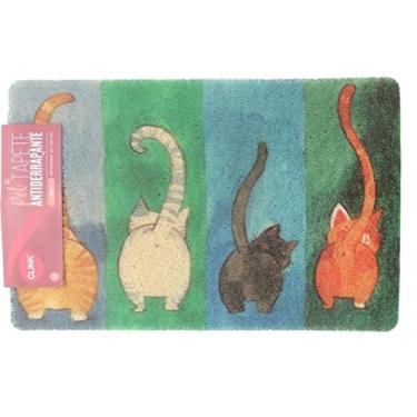 Imagem de Tapete tipo Capacho para Entrada de Porta Divertido Felinos