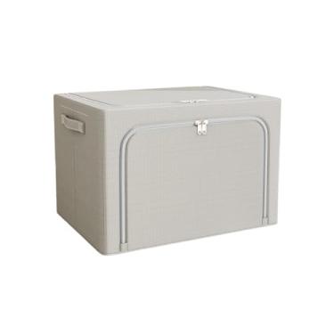 Imagem de Caixa Organizadora Oxford Multiuso Dobrável Closet Guarda Roupa Armário Gaveta Roupa Cama Toalha (Cinza Claro, 100 Litros)