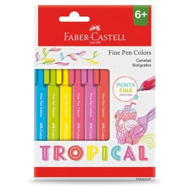 Imagem de Caneta Ponta Fina, Faber-Castell, Fine Pen Colors, FPB/ES6ZF, 6 Cores Tropical