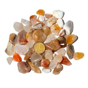 Imagem de 200g Aragonita Raio Laranja Rolado Natural P 10 a 20mm TipoB - Cristai