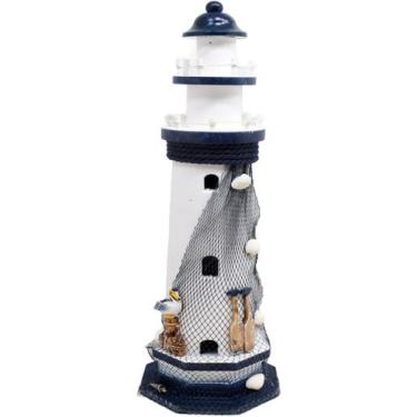 Imagem de Enfeite Farol Marítimo Decoração Casa Náutica Mar Praia 50cm - Genéric