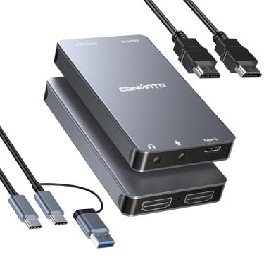 Imagem de CENMATE Placa de captura HDMI de alumínio, USB 3.0 1080p 60FPS placa de captura de áudio e vídeo para streaming/jogos/videoconferência, entrada 4K a 60Hz e cartão de captura de passagem para Nintendo