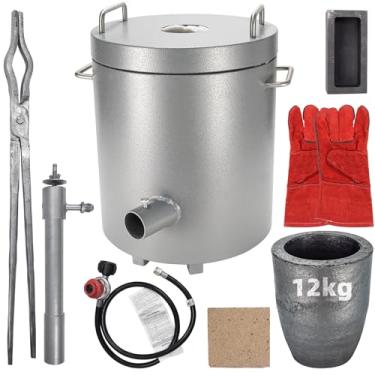 Imagem de Forno de derretimento de metal, forno de derretimento de propano de 12 kg com cadinhos e pinças, fundição de fundição de refinação para metais preciosos, ferramenta de fundição de alumínio e estanho