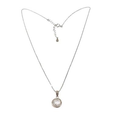 Imagem de Colar Prata Veneziana Ródio Ponto De Luz Redondo Facetada