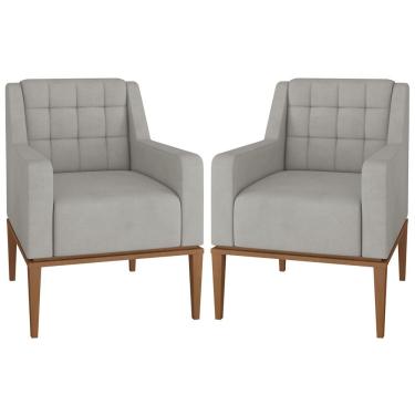 Imagem de 2 Poltronas Decorativas Sala de Estar Madonna Suede Cinza