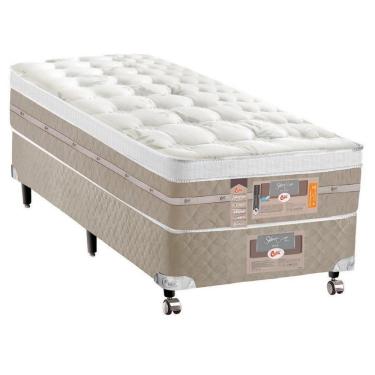 Imagem de Cama Box Solteirão Castor Silver Star Air Molas Ensacadas Branco Com Bege