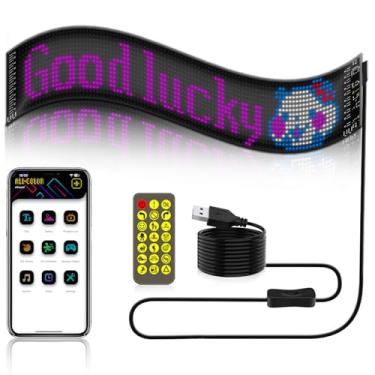 Imagem de Luzes LED para carro, tiras de olho do diabo para caminhão/SUV, controle remoto e aplicativo Bluetooth, padrões dinâmicos personalizados, alimentado por USB (58 x 12 cm)