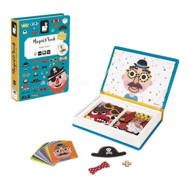 Imagem de Livro Magnético Crazy Faces Personagens Com 82 Peças Em Madeira - Janod