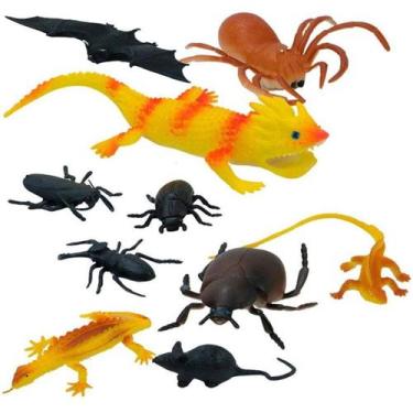 Imagem de 10 Insetos Brinquedo Pegadinha Susto Rato Morcego Aranha - NoBrand