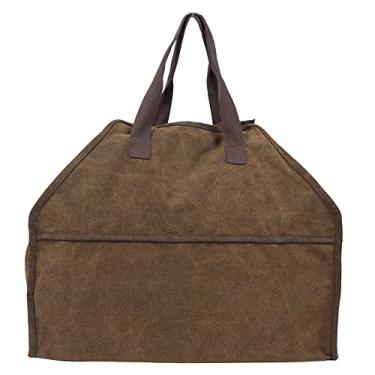 Imagem de Organizador de bolsa de armazenamento portátil de tela portátil Organizador de lenha para lenha para lenha para lareira para lareira acampamento de camping para churrasco ao ar