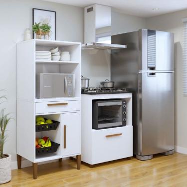 Imagem de Cozinha Compacta Porto Velho 2 Portas 1 Gaveta Branco - Kaiki Móveis