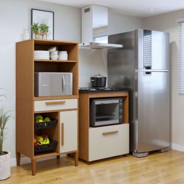 Imagem de Cozinha Compacta Porto Velho 2 Portas 1 Gaveta Natural - Kaiki Móveis