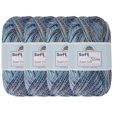 Imagem de JubileeYarn fio macio e fino - 50 g/novelo de lã de raiom de bambu - respingo de mirtilo - 4 novelos