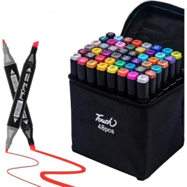 Imagem de Caneta Marcadora 48 Cores Marcador Touch Marker Canetinhas Coloridas Ponta Dupla Canetinhas para pintar Livro de Colorir