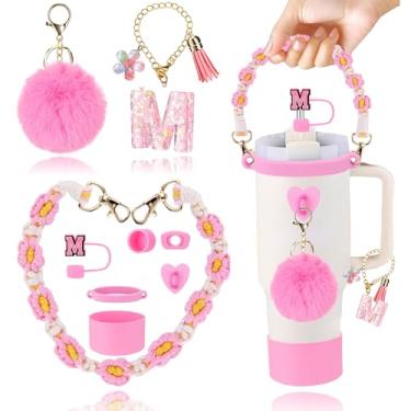 Imagem de Conjunto de 6 peças de acessórios para copo Stanley Cup 850 g 1,134 g copo com alça, incluindo tampa e bota de cobertura de palha de silicone, tampa à prova de derramamento, pingente de alça, adesivo