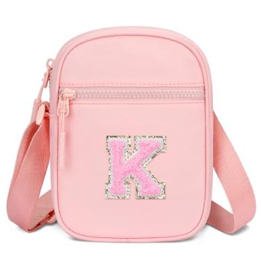 Imagem de CLOUDWINGS Presente de aniversário para meninas, bolsa tiracolo com inicial para crianças de 3 a 10 anos, rosa