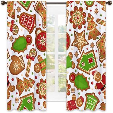Imagem de Cortinas blackout de Natal 90%, estampa de estilo natalino, cortinas blackout com absorção de som para sala de jantar/decoração de festa, L 132 x C 150 cm