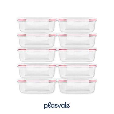 Imagem de Conjunto 10 Potes 370Ml Vidro Hermético 4 Travas Marmita - Plasvale