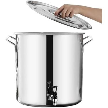 Imagem de Panela De Sopa Com Tampa, Panela Com Tampa, Panela De Sopa De Aço Inoxidável, Balde De Vinho Composto De Fundo Composto 5-90l, Engrossar Lata De Leite Com Torneira, 65L (45 * 45cm/25.6 * 25.6inch)