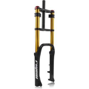 Imagem de L 4.0 Pneu Mountain Bike 20 Polegadas Viagem 120mm Garfo De Bicicleta De Ombro Duplo Spread 135mm Garfo De Bicicleta De Praia Garfo De Ar De Bicicleta De Neve 1-1/8 Tubo Reto, Gold, 20 inch