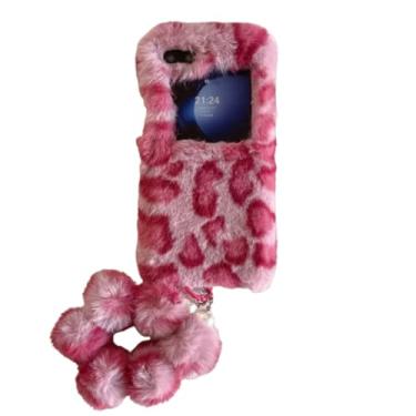 Imagem de AOLABOKY Para Samsung Galaxy Z Flip 6/Z Flip 5, capa de telefone de pelúcia para o inverno, design de estampa de leopardo fofo macio Galaxy Z Flip5/6 capa (Z Flip 6, rosa)