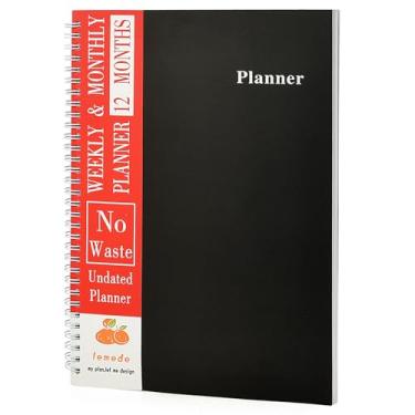 Imagem de Agenda semanal sem data de 21 x 28 cm, agenda mensal sem data, bloco de notas semanal com objetivos e notas, agenda mensal grande em branco A4 para mulheres e homens, material de escritório escolar em