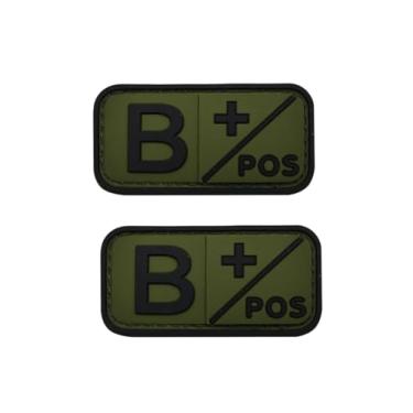 Imagem de Ruoming 2 peças externas 3D PVC borracha macia tipo sanguíneo médico, crachá de gancho de resgate, emblema de moral, acessório DIY (verde B +)