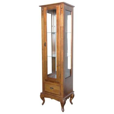 Imagem de Cristaleira de Vidro e Madeira Antique com 1 Porta 1 Gaveta e Espelho 