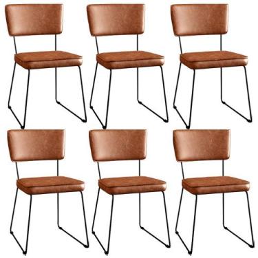 Imagem de Kit 6 Cadeiras Decorativas Estofada Sala De Jantar Base Aço Allana L02