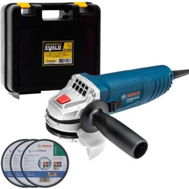 Imagem de Esmerilhadeira Angular 4.1/2 POL 850W com 3 Discos BOSCH e Maleta EVAL