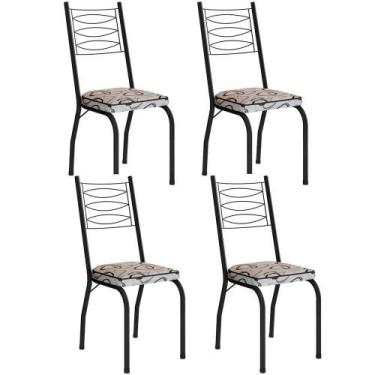 Imagem de Kit 4 Cadeiras Aço Carbono Tubular Metálica Acabamento D-25 Luana Pret