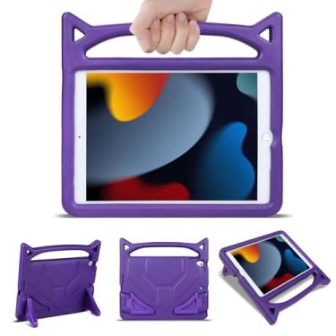 Imagem de YELERWE Capa infantil para iPad 10.2 2019/2020/2021, iPad Pro 10.5/iPad Air 10.5, leve, durável, à prova de choque, com alça, suporte embutido para crianças (roxo)