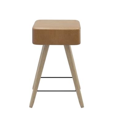 Imagem de Banco Arezzo 50cm Assento Quadrado em Couríssimo e Pés de Madeira  EdeCasaMoveis