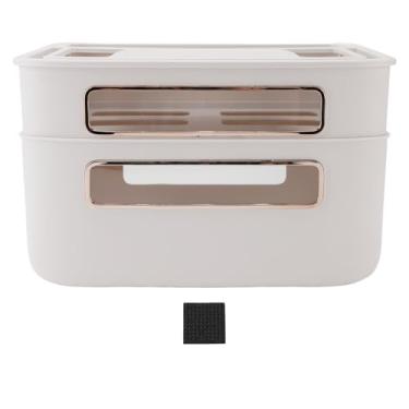 Imagem de Caixa de armazenamento do roteador 2 Camada Provo de poeira Organizador de gerenciamento de cabos multifuncionais com tampa removível para cabos de rede modem Material de quadris