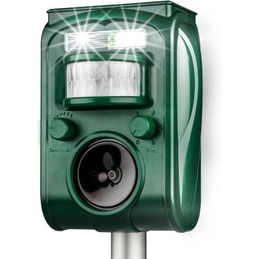 Imagem de Repelente ultrassônico de animais ao ar livre - Repelente solar de animais com sensor de movimento, luz intermitente, dispositivos de dissuasão de animais