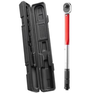 Imagem de Shewtme Chave de torque 1/5.1 cm, alcance de 28-210 Nm, chaves de torque de cabeça catraca reversível com escalas de alcance duplo, para bicicleta, motocicleta, carro, manutenção (vermelho, 28-210 Nm)