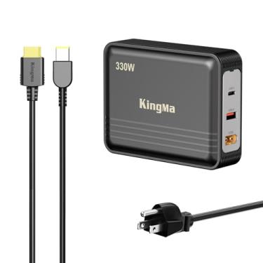 Imagem de King Ma Carregador de laptop Legion Pro 7i Gen 10 GaN, carregador portátil de 3 portas, carregamento USB rápido com saída de 20V/20A para carregadores de laptop para jogos e engenharia