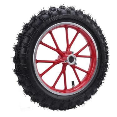 Imagem de Pneu de roda dianteira para mini bicicleta, 2,5 10 cubo do tubo do pneu da roda dianteira desgaste de borracha do cubo da roda de 10 polegadas mini motocicletas off-road (vermelho)
