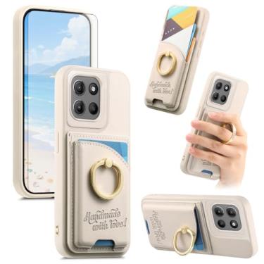 Imagem de Asuwish Capa de telefone para Motorola Moto G15 capa carteira com protetor de tela de vidro temperado e suporte de cartão de crédito de couro PU anel suporte acessórios celular MotoG14 G 15 mulheres