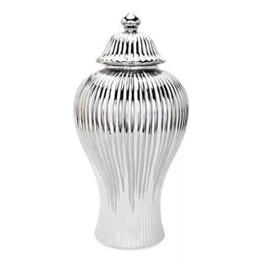 Imagem de Vaso Prateado Decorativo Porcelana Chinesa Mesclado 42X20