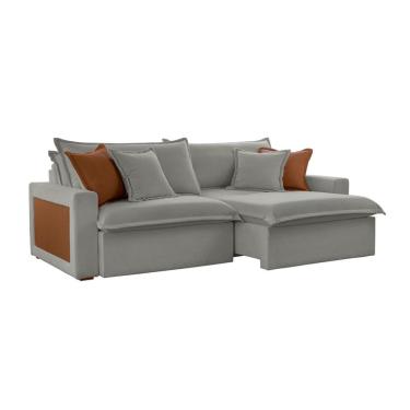 Imagem de Sofá 3 Lugares Retrátil e Reclinável Dubai Linho Cinza 210 cm